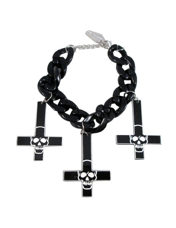 Kreepsville Gothic Armband Kreuz Skull schwarz von Ripper Merchandise LTD - KF