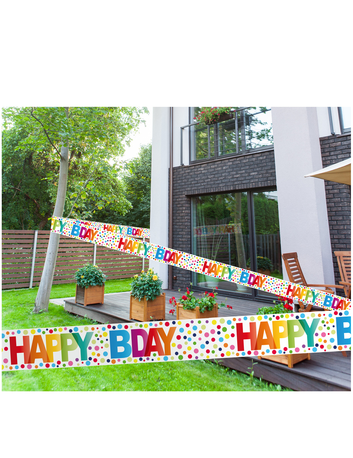 Geburtstags-Banner Happy Bday Geburtstag-Deko bunt 15 m von FOLAT BV