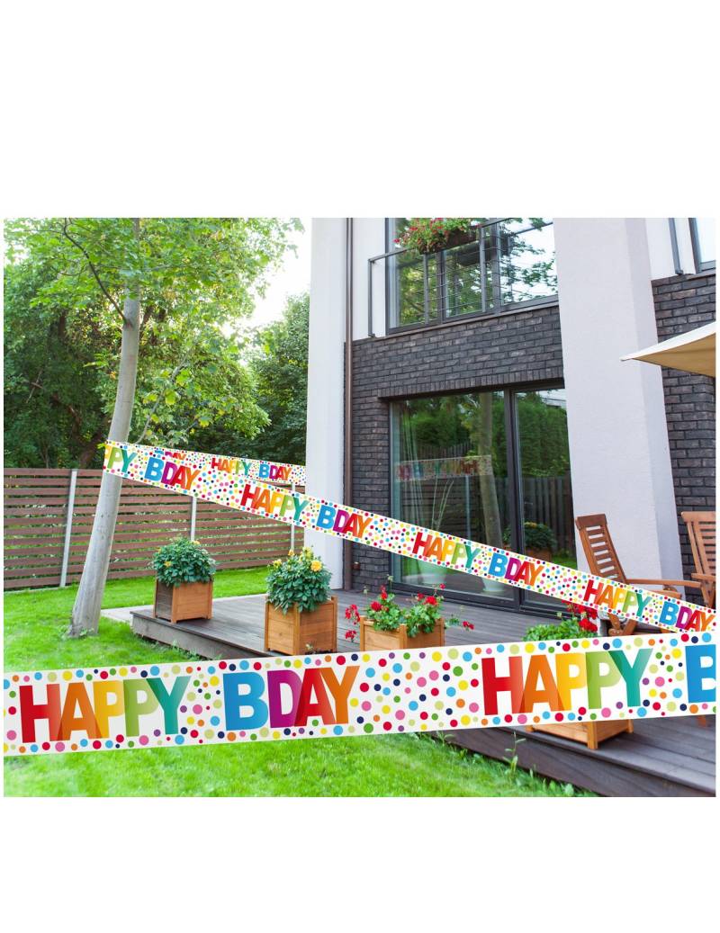 Geburtstags-Banner Happy Bday Geburtstag-Deko bunt 15 m von FOLAT BV