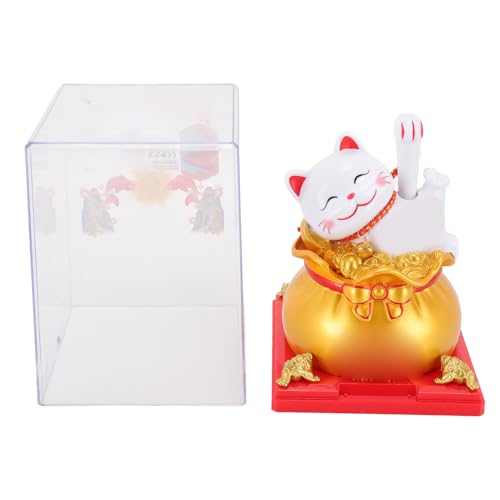 Lucky Cat Weaving Arm Abs Solar Angetriebene Licht Induktion Reichtum Begrüßt Fortune Cat Dekoration für Heimbüro Büro Hauswarming Geschenkes (Gold) von Risegun