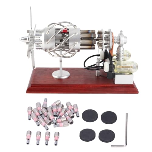 Stirlingmotor-Modellbausatz, Heißluftgenerator, 16 Zylinder, Taumelscheibe, Lernspielzeug, Geschenke, 20 X 10 X 15,5 cm von Risegun