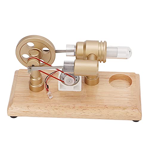 Stirlingmotor-Motormodell, CNC-Rahmen, Mehrfarbiges LED-Schwungrad aus Aluminiumlegierung, Lernspielzeug für Lehrzwecke, 17 X 8 X 10 cm von Risegun