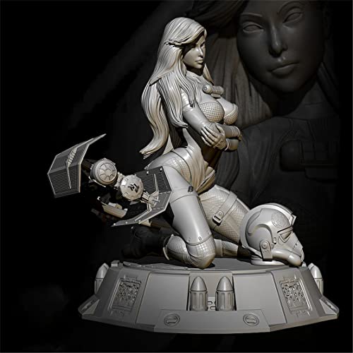 Risjc 1/24 Fantasy Planet Female Warrior Harzmodell-Miniaturbausatz, unmontiert und unbemalt Die Cast Soldier Assembly/B542n von Risjc