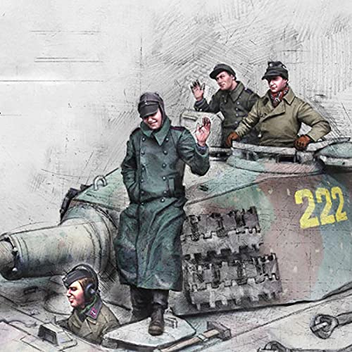 Risjc 1/35 Harz Soldat Modell WWII gepanzerte Mitglied Gruppe Soldat (4 Personen, kein Panzer) Harz weiß Modell Kit // G11519 von Risjc