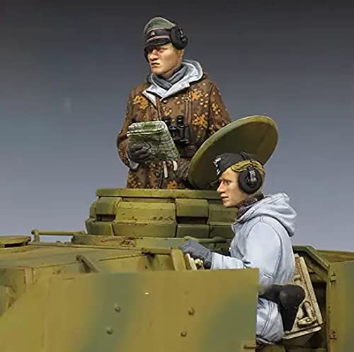 Risjc 1/35 Harzfigur Soldat Modell des Zweiten Weltkriegs gepanzertes Personal (2 Personen, kein Panzer) weißes Modell Szene Kit // N02196 von Risjc