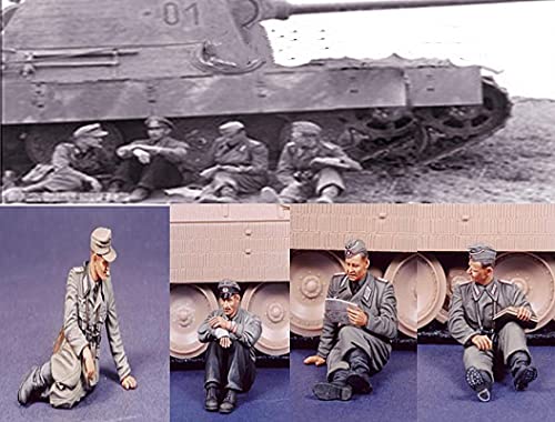 Risjc 1/35 WWII Deutscher Panzer Soldat Rest Resin Modellbausatz (4 Personen, Keine Panzer) unmontierter und unbemalter Soldatenbausatz ///12Y374 von Risjc