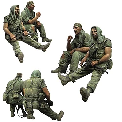 Risjc 1:35 Vietnamkrieg US Army Resting Resin Soldier Modell (2 Personen) unbemalt und unmontiert Miniaturmodellbausatz/R49188 von Risjc