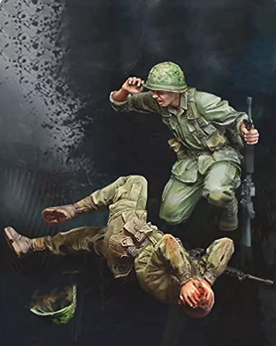Risjc 1:35 Vietnamkrieg US-Soldaten rufen zur Rettung Resin Soldatenmodell (2 Personen) unbemalt und unmontiert Miniaturmodellbausatz/R89144 von Risjc