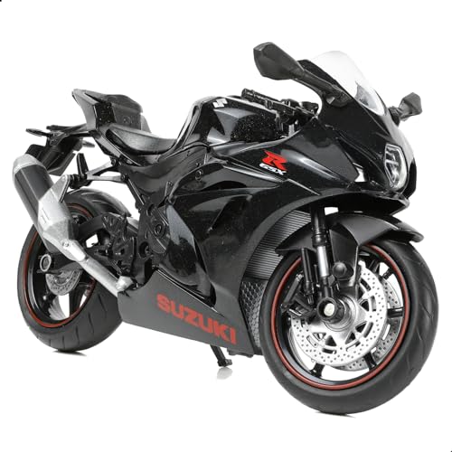 Risopen 1:12 Motorradmodell Spielzeug für Suzuki GSX R1000R Metall Die-Cast mit Plastikmotorradmodell Keine Baugruppe benötigt Mini-Fertig-Moto-Geschenk für Erwachsene (schwarz) von Risopen