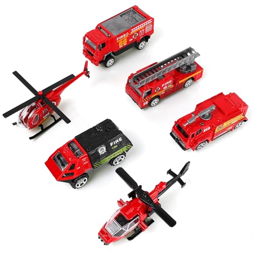 1/87 Metall Feuerwehrauto Polizei Rettungswagen Hubschrauber Krankenwagen Spielzeug Armee Militärfahrzeug Little People Playset Kindertag Auto Spielzeug Geschenk für 3+ Jahr alt Junge Kind Kleinkind von Risopen