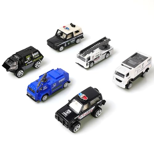 1/87 Metall SWAT Offroad Auto Polizei Rettung LKW Spielzeug Armee Militär Fahrzeug Little People Playset Kindertag Auto Spielzeug Geschenk für 3+ Jahr alt Junge Kind Kleinkind （6-in-1 Spielzeug Set） von Risopen