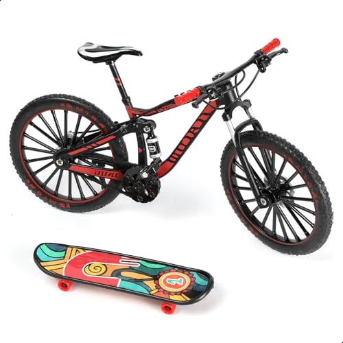 Risopen 1:8 Skala Druckguss Metall Mini Mountainbike Fahrrad Modell Spielzeug Finger BMX Geschenk Desktop Dekoration Handwerk für Radfahren Liebhaber (rot) von Risopen