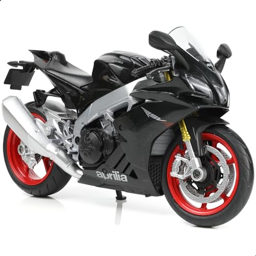 Risopen 1:12 Motorradmodell Spielzeug für Aprilia RSV4 RR1000 Metall-Die-Cast mit Kunststoffmotorradmodell Keine Baugruppe benötigt Mini-Fertig-Moto-Geschenk für Erwachsene （schwarz） von Risopen