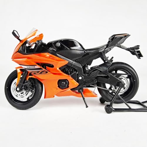 Risopen 1/12 Motorrad-Modellspielzeug für Yamaha YZF-R6 1000R, Motorradmodell aus Druckgusslegierung, kein Zusammenbau erforderlich, Mini-Renn-Moto-Kollektion, Geschenk für Erwachsene (Orange) von Risopen