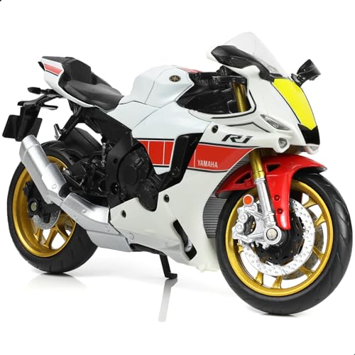 Risopen 1:12 Motorrad Modell für Yamaha YZF-R1M 1000R Legierung Diecast Motorrad Modell Spielzeug Mini Moto Geschenk (weiß) von Risopen