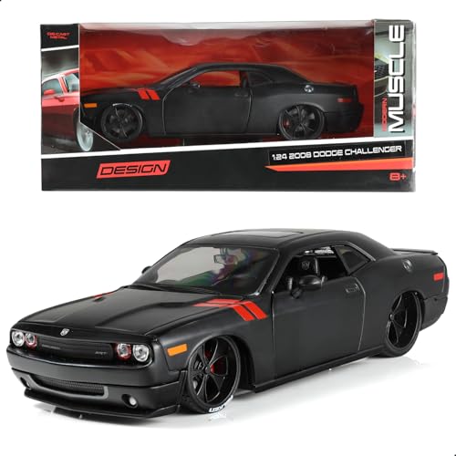 Risopen 1:24 Druckguss Auto Modell für Dodge Challenger Race Car Spielzeug Geschenk Dekoration für Kid Adult (Schwarz) von Risopen