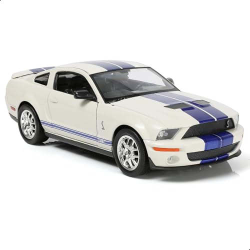 Risopen 1/24 Scale Shellby Cobra GT500 White Car Toy Model Metal Diecast Car Model Classic Vehicle Model Toy Racing Auto Model Toy Static Finished Car Model Collection Gift Ornament for Aldult von Risopen