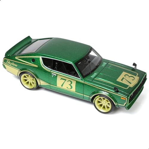 Risopen 1:24 Druckguss Auto Modell für 1973 Nissan Skyline GTR Racing Spielzeug Auto Geschenk Dekoration für Kind Erwachsene (Grün) von Risopen