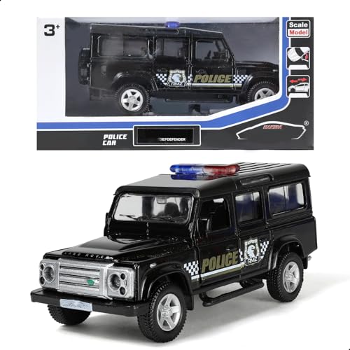 Risopen 1/36 Skala Defender Polizei Schwarz Auto Modell Legierung Metall Diecast Pull Back Auto Spielzeug Fahrzeug von Risopen