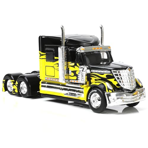 Risopen 1:64 Skala Druckguss LKW für Internationale Lonestar Schwere Semi Truck Spielzeug Anhänger Spielzeug Geschenk Sammlung für Jungen Kid (gelb) von Risopen