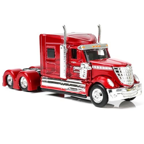 Risopen 1/64 Scale International Lonestar Heavy Truck Model Semi Trailer Head Toy Alloy Metal Diecast Tow Traktor Toy Gift Classic Auto Model Collection for Kid Boy Men Adult (RED von Risopen