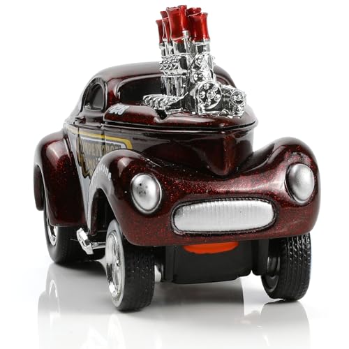 Risopen Druckguss Modell Auto für 1941 Willys Coupe Racing 1:64 Racing Spielzeug Auto Geschenk Dekoration für Erwachsene (rot) von Risopen