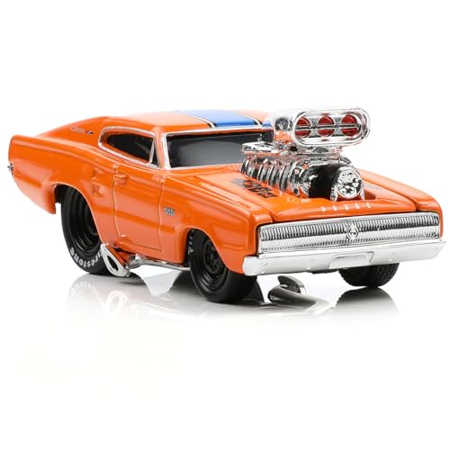 Risopen 1:64 Maßstab 1966 Dodge Charger Modell Spielzeug Legierung Metall Druckguss Orange Auto Modell Spielzeug Geschenk Klein Classic Auto Modell Antik Sammlung Sportfahrzeug Modell für Kinder von Risopen