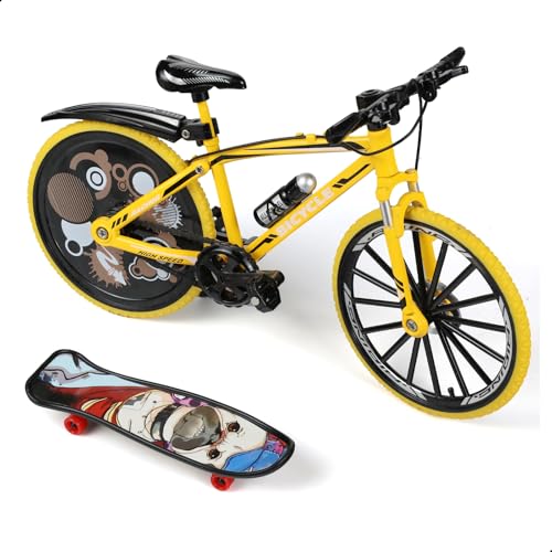 Risopen 1:8 Skala Druckguss Metall Mini Rennrad Fahrrad Modell Spielzeug Finger BMX Spielzeug Desktop Dekoration Handwerk für Radfahren Liebhaber (gelb) von Risopen