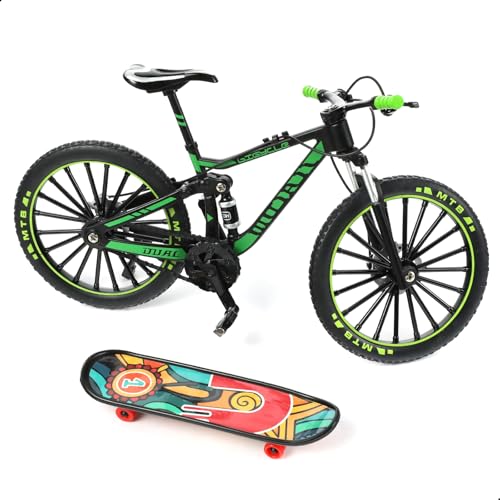 Risopen 1:8 Skala Druckguss Metall Mini Mountainbike Fahrrad Modell Spielzeug Finger BMX Spielzeug Desktop Dekoration Handwerk für Radfahren Liebhaber (Grün) von Risopen