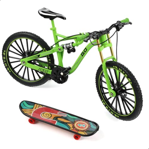 Risopen 1:8 Skala Druckguss Metall Mini Mountainbike Fahrrad Modell Spielzeug Finger BMX Spielzeug Desktop Dekoration Handwerk für Radfahren Liebhaber (Grün) von Risopen