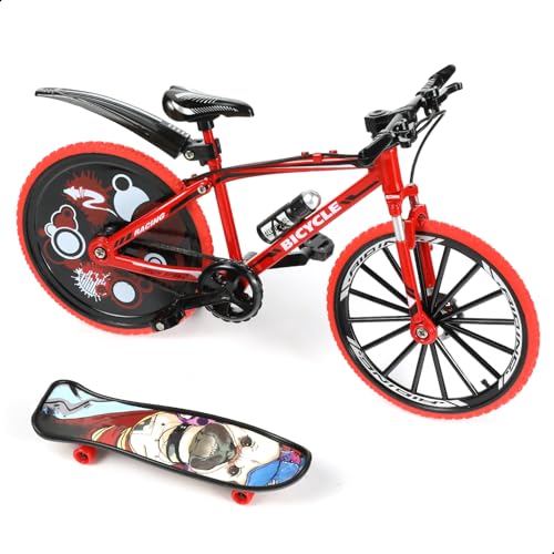 Risopen 1:8 Skala Druckguss Metall Mini Rennrad Fahrrad Modell Spielzeug Finger BMX Spielzeug Desktop Dekoration Handwerk für Radfahren Liebhaber (rot) von Risopen