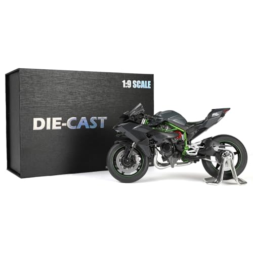 Risopen 1:9 KAWASAK Ninja H2R Motorradmodell, Metalllegierung, Druckguss, schwarzes Sport- und Rennmotorradmodell, Modell Sammlung, Geschenk für Erwachsene (Rennstreckenversion) von Risopen