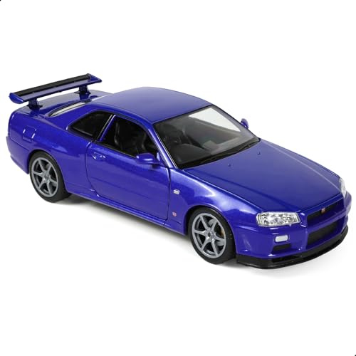 Risopen Maßstab 1:24 Nisan Skyline GT-R(R34 Rennauto Modell Legierung Metall Druckguss Blau Auto Modell Drift Cassic Sport Vintage Auto Modell Carro Modell Spielzeugsammlung Geschenk für Erwachsene von Risopen