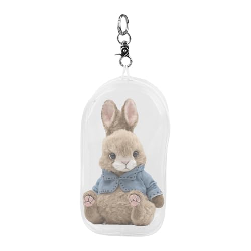 Rissunkv Puppen-Vitrine, Schlüsselanhänger, transparent, PVC, staubdicht, Sammlerstück, wasserdicht, Reißverschluss, Schlüsseltasche, Lippenstift-Tasche, Anime-Puppen, Plüschpuppen von Rissunkv