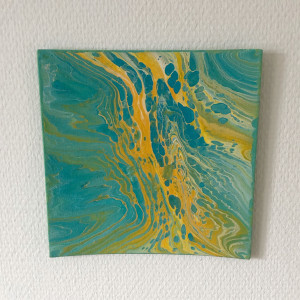 Acryl-Pouring by Rito Krea - Pouring Malerei 20x20cm - Pouring Painting 20x20 cm von Rito Krea