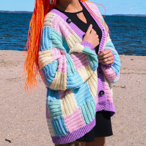 Oversize Cardigan mit Karos by Rito Krea - Häkelmunster mit Kit Cardig - Oversized Firkants Cardigan af Rito Krea - Cardigan af Rito Krea Onesize von Rito Krea