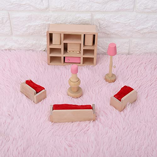 Puppenhausmöbel in Mini Buntes Holz 1:12 Set für EIN Layout und Fördern die Intellektuelle Entwicklung (Wohnzimmer) von Riuulity