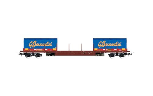 Rivarossi HR6555 FS, 4-achsiger Flachwagen Bauart RGS mit 2 x 20‘ Coilcontainern „Gruppo Bernardini“, Ep. V-Modell EisenbahnFahrzeuge – Waggons von Rivarossi