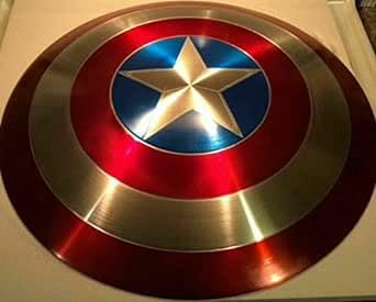 Captain ShielCaptain America Schild, 55,9 cm, Baustahl, Captain America, runder Schild, Ledergriff, Wanddekoration, Schild, Geschenkartikel von Riylox