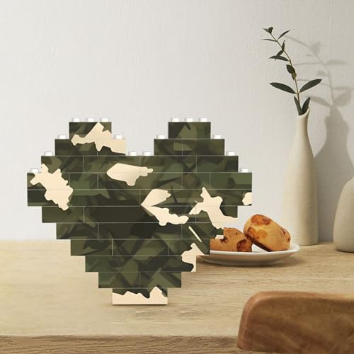 Baustein Puzzle Herzförmige Bausteine Armee Camouflage Puzzles Block Puzzle für Erwachsene 3D Micro Bausteine für Home Decor Bricks Set von Rldobofe