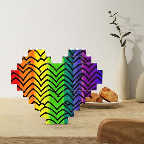 Baustein-Puzzle Herzförmige Bausteine Gay Pride Regenbogen Muster Puzzles Block Puzzle für Erwachsene 3D Micro Bausteine für Home Decor Bricks Set von Rldobofe