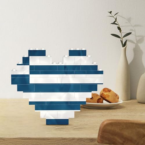 Baustein Puzzle Herzförmige Bausteine Griechische Flagge Puzzles Block Puzzle für Erwachsene 3D Micro Bausteine für Wohnkultur Ziegel Set von Rldobofe