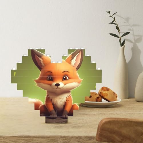 Baustein Puzzle Herzförmige Bausteine Niedliche Kleine Fuchs Puzzles Block Puzzle für Erwachsene 3D Micro Bausteine für Wohnkultur Ziegel Set von Rldobofe