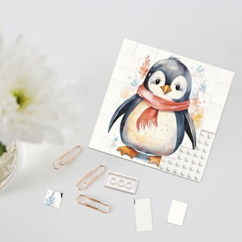 Baustein-Puzzle Personalisierte Bausteine Quadratische Puzzles Niedlicher Cartoon Pinguin Baustein Ziegelblock für Erwachsene Block Puzzle für Wohnkultur 3D Brick Puzzle Bricks Fotorahmen von Rldobofe