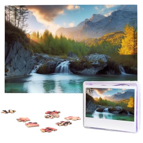 Naturlandschaftspuzzle, 1000 Teile, personalisiertes Puzzle für Erwachsene, personalisiertes Bild mit Aufbewahrungstasche, Holzfotos, Puzzle für Familien-Heimdekoration (74,9 x 50 cm) von Rldobofe