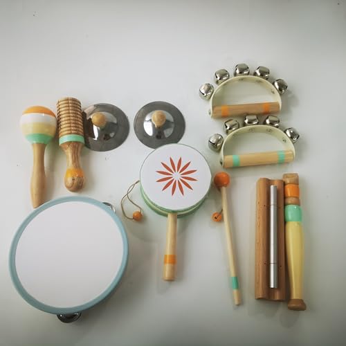 Musikinstrumente für Babys – Montessori-Musikspielzeug für Kinder, Schlaginstrumenten-Set aus Holz, modernes Musikspielzeug in neutralen Farben, Geburtstagsgeschenke für Kleinkinder ab 3 Jahren von Rmischolar