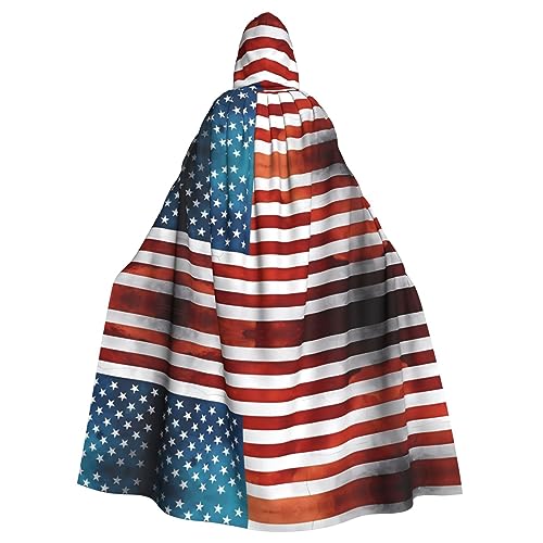 Modischer Kapuzenumhang mit amerikanischer USA-Flagge, charmant und bunt, erste Wahl für Partys, Tänze, Erwachsene, Halloween, Kapuzenumhang, Schwarz, Einheitsgröße von RoMuKa