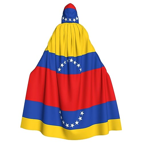 RoMuKa Modischer Kapuzenumhang mit Flagge von Venezuela, charmant und bunt, erste Wahl für Partys, Tänze, Erwachsene, dekorative Umhänge, Halloween, Kapuzenumhang, Schwarz, Schwarz, Einheitsgröße von RoMuKa