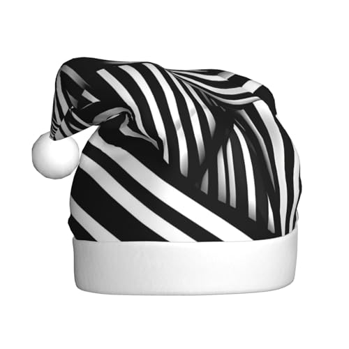 RoMuKa Schwarz-weiße geometrische Linien, modische klassische Weihnachtsmannmütze aus weichem und warmem Stoff, personalisiertes Musterdesign verleiht Ihrem Urlaub eine warme Atmosphäre von RoMuKa