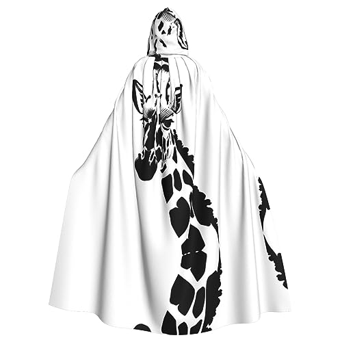 RoMuKa Schwarzer und weißer Giraffen-Umhang, charmant und bunt, erste Wahl für Partys, Tänze, Erwachsene, dekorative Umhänge für Erwachsene, Halloween, Kapuzenumhänge, Schwarz, Einheitsgröße von RoMuKa